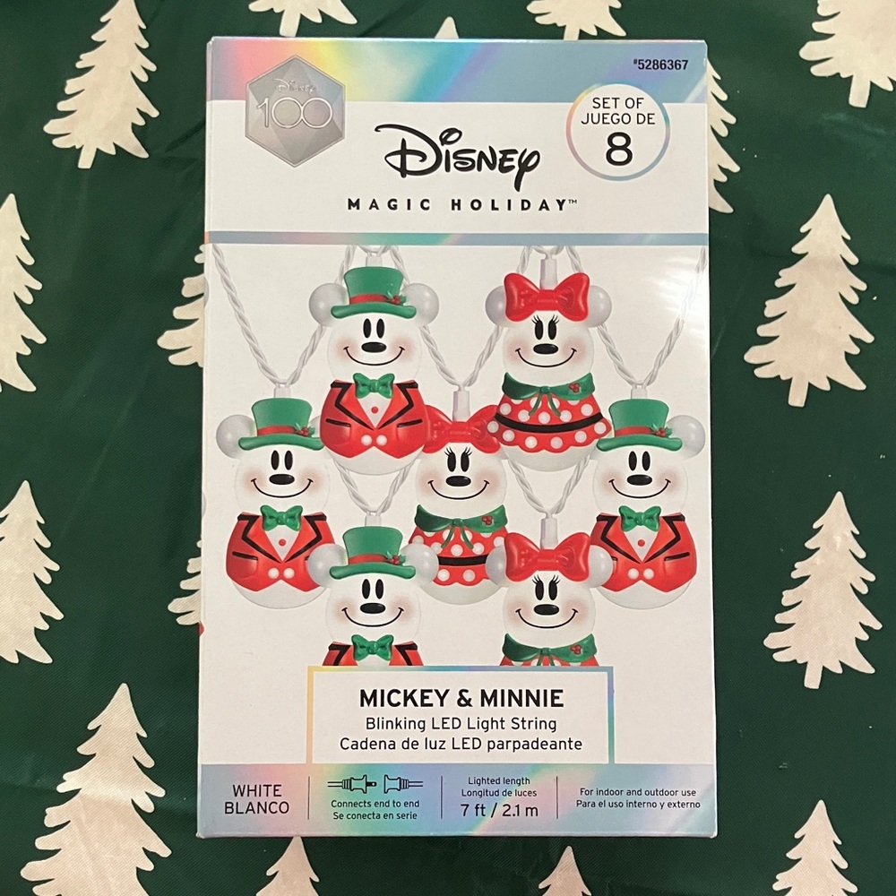 Disney Magic Holiday Mickey & Minnie LED Light String - Red and White